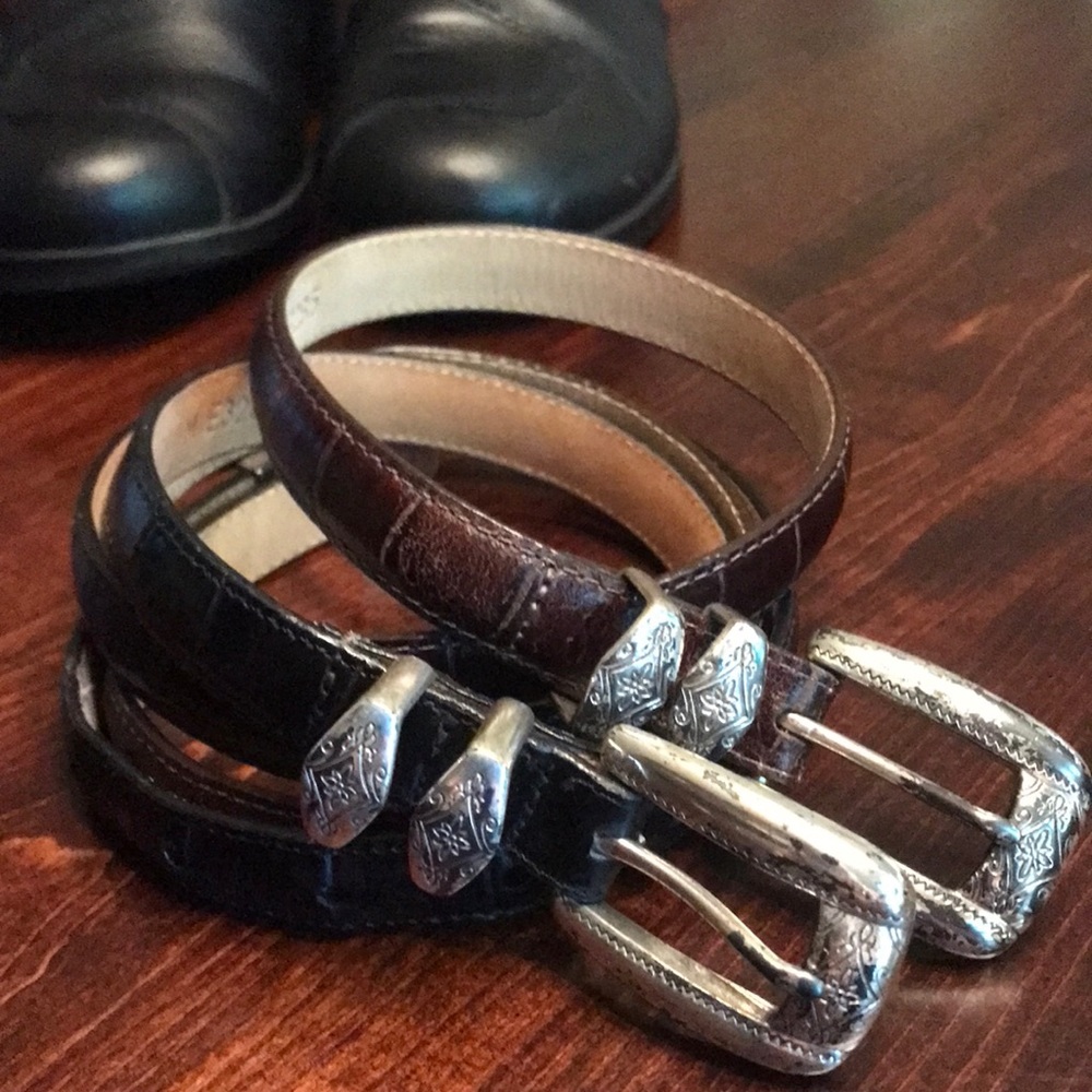 belts one black one brown sz32 EUC